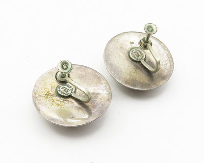 FSS MEXICO 925 Sterling Silver Vintage Round Dome Non Pierce Earrings  EG5661
