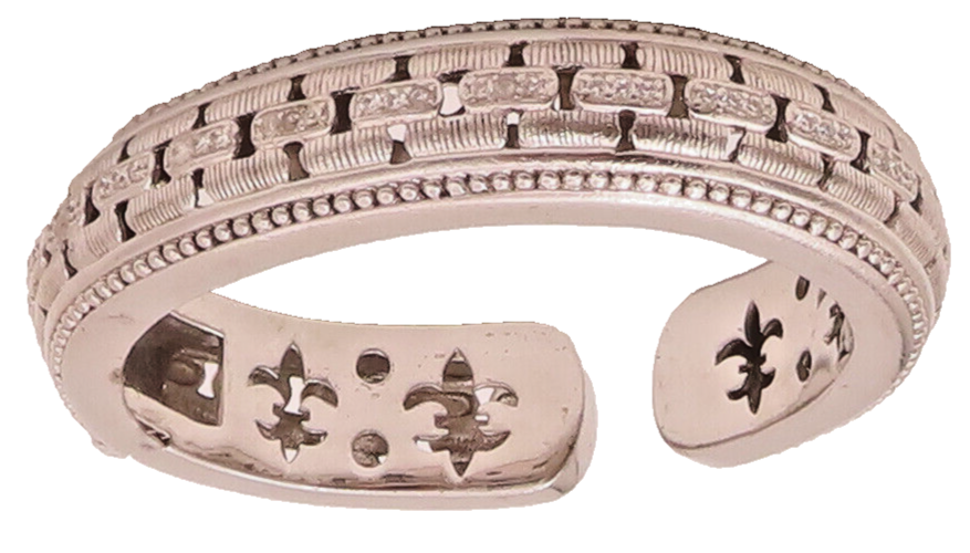 JUDITH RIPKA 925 Sterling Silver Vintage CZ Panther Link Hinged Bracelet BT9841