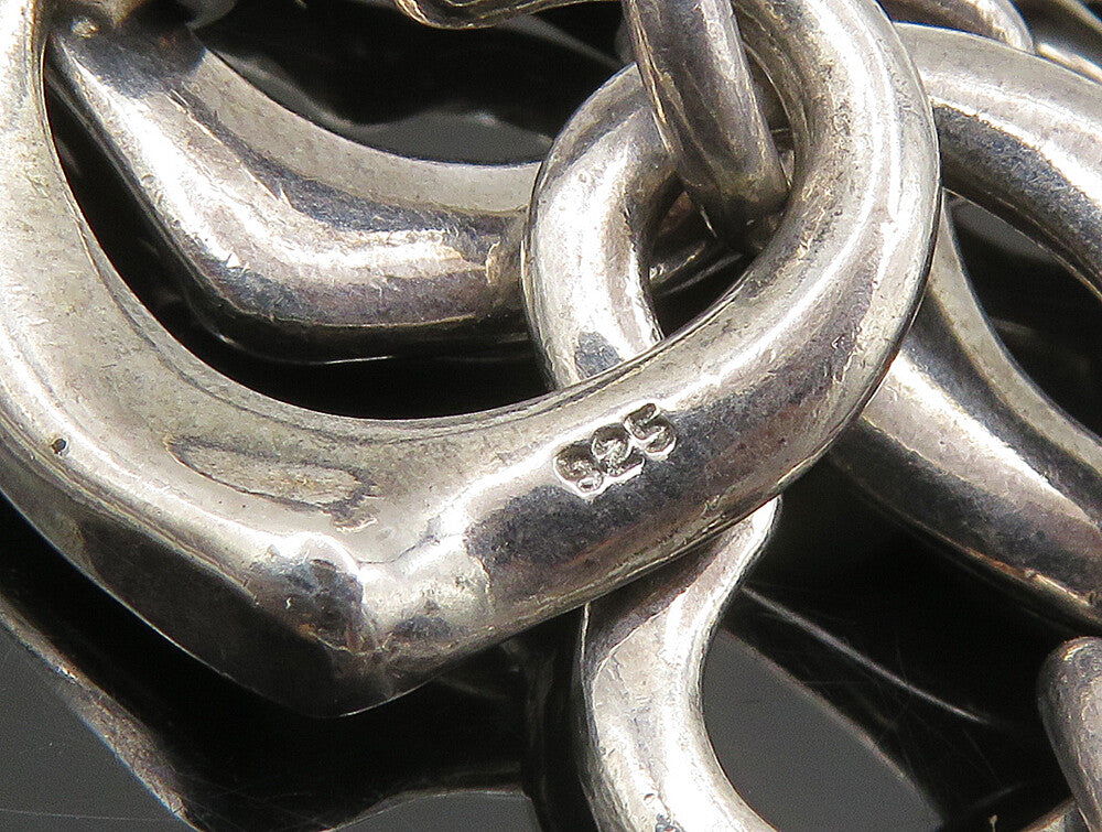 925 Sterling Silver  Vintage Oxidized Open Love Heart Chain Bracelet  BT1303