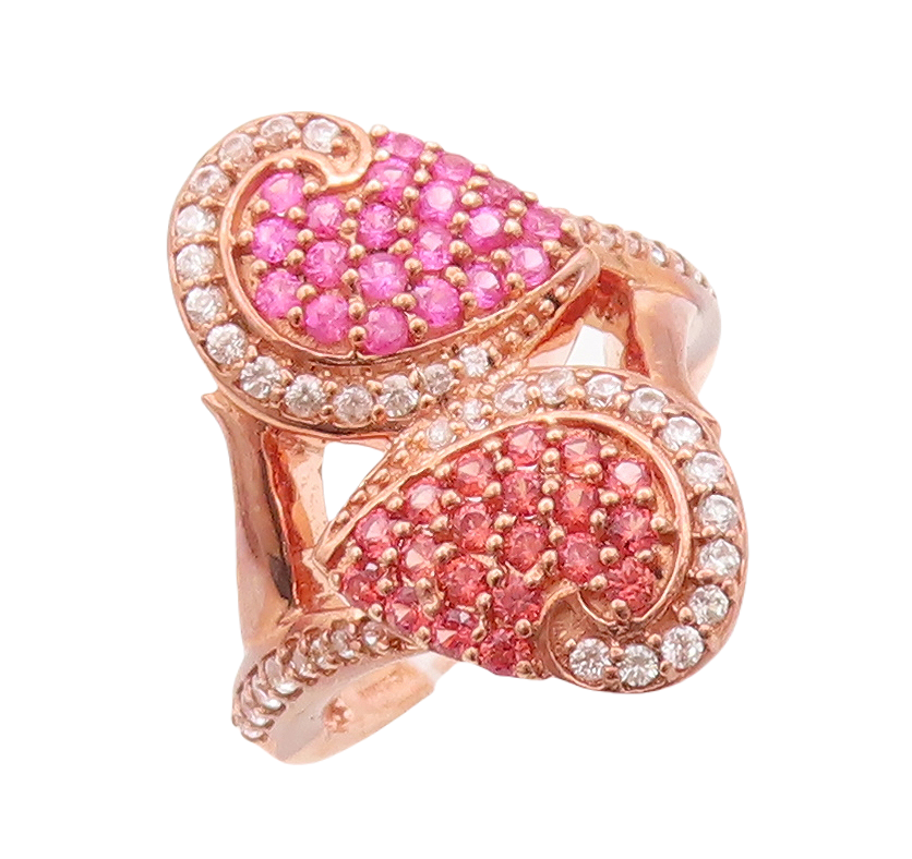 925 Sterling Silver Vintage Ring Rose Gold Plated Sapphire  Sz 7  RG29781