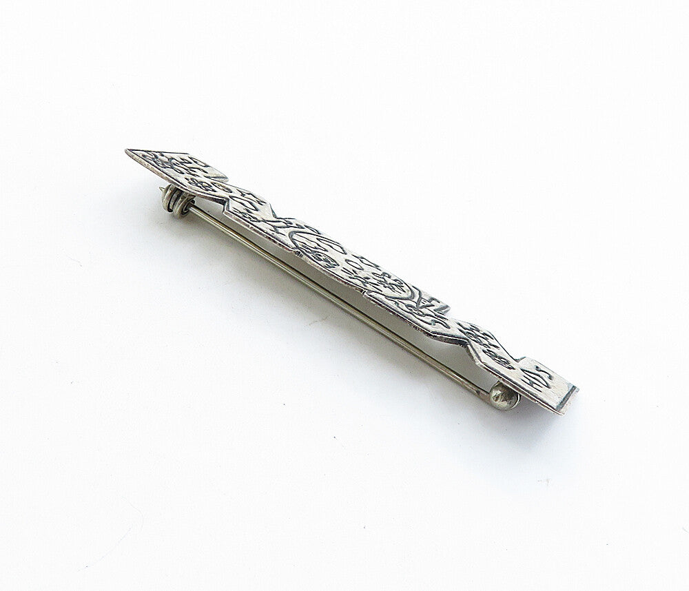 MEXICO 925 Sterling Silver  Vintage I Love Mom Etched Detail Brooch Pin BP2377