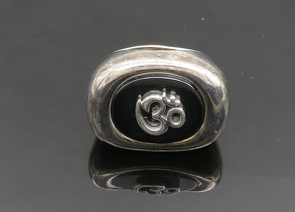 RLM STUDIO 925 Silver  Vintage Hematite 'Om' Symbol Band Ring Sz 7  RG20002