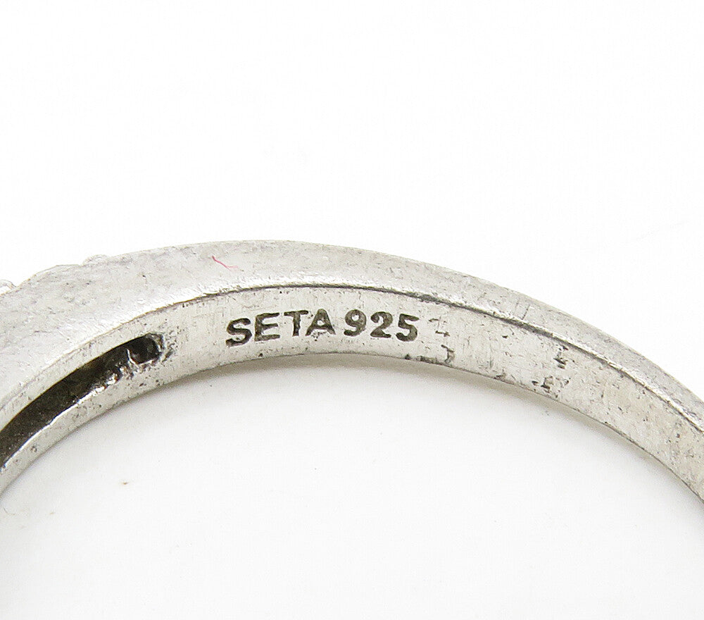 SETA 925 Sterling Silver  Vintage Cubic Zirconia Shiny Band Ring Sz 7  RG15951