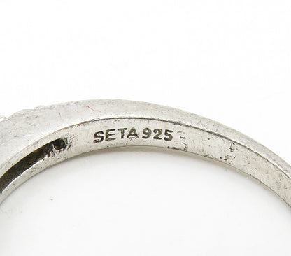 SETA 925 Sterling Silver  Vintage Cubic Zirconia Shiny Band Ring Sz 7  RG15951