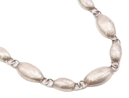 925 Sterling Silver Vintage Necklace Solid Oval Multi Shape Domed Linked  NE4291