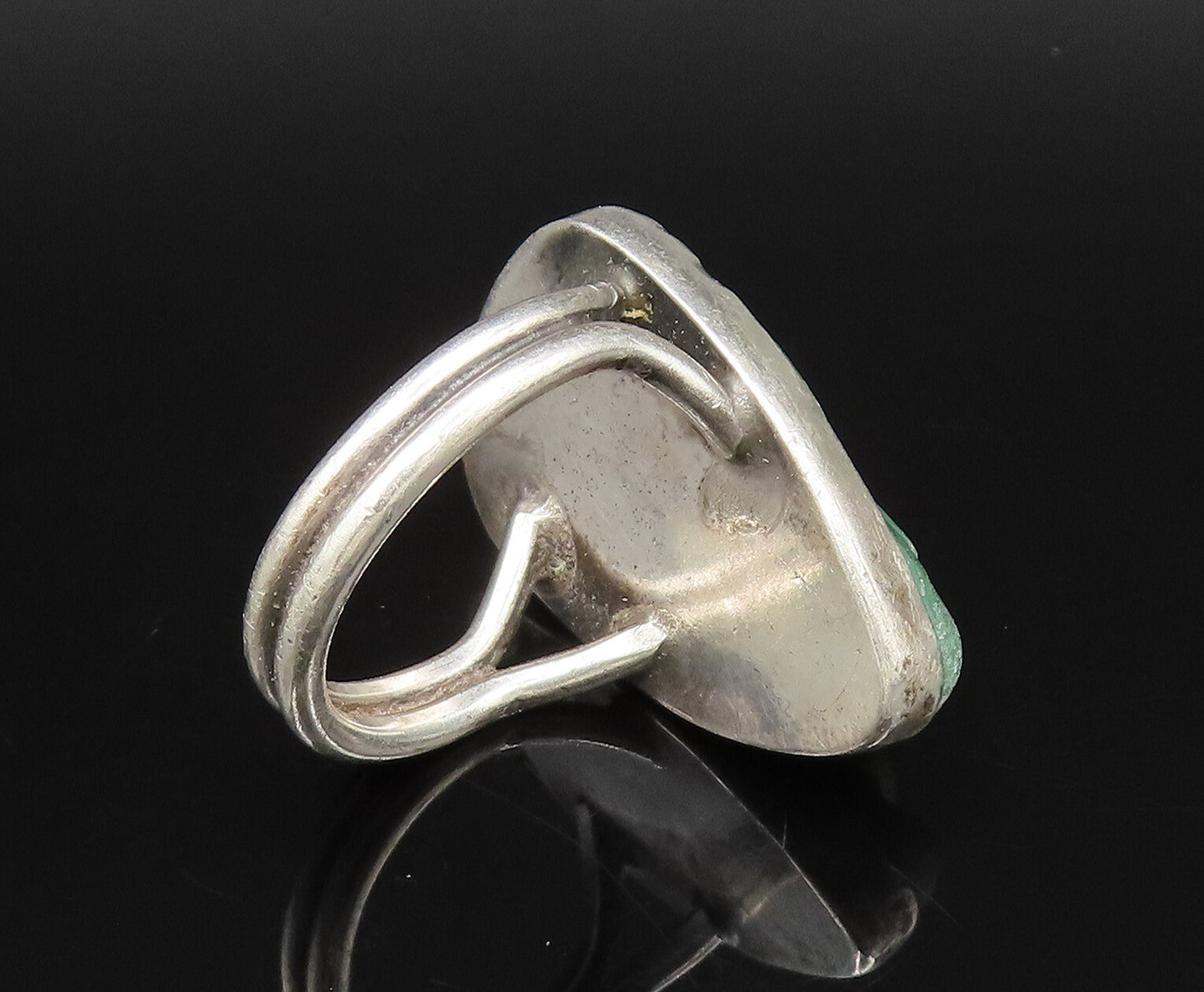 925 Sterling Silver Vintage Carved Warrior Face Jade Ring Sz 8 RG26118