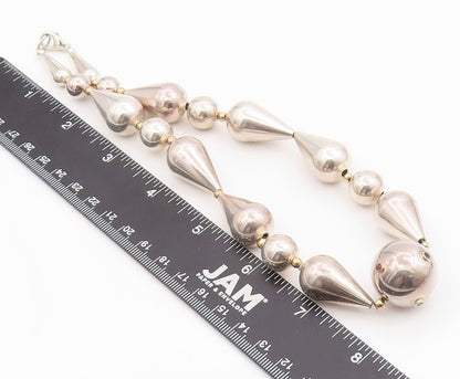 14k Gold 925 Sterling Silver Vintage Necklace Gemstones Drop Cut Spheres NE4471