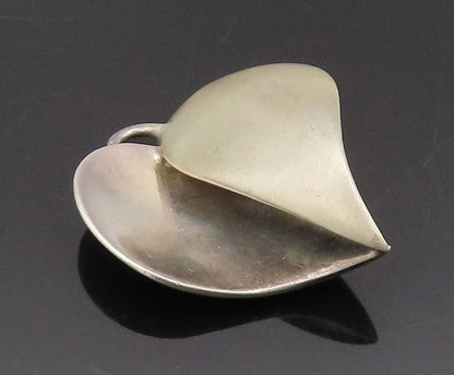 925 Sterling Silver Vintage Pendant Designer Split Solid Swirl Heart  PT22597