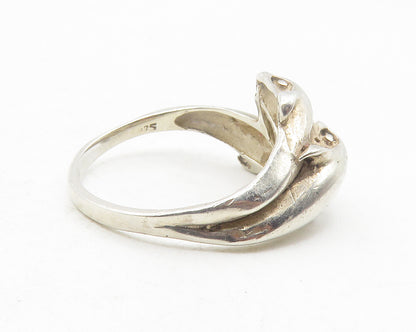 925 Sterling Silver  Vintage Triple Dolphin Bypass Band Ring Sz 5.5  RG12079