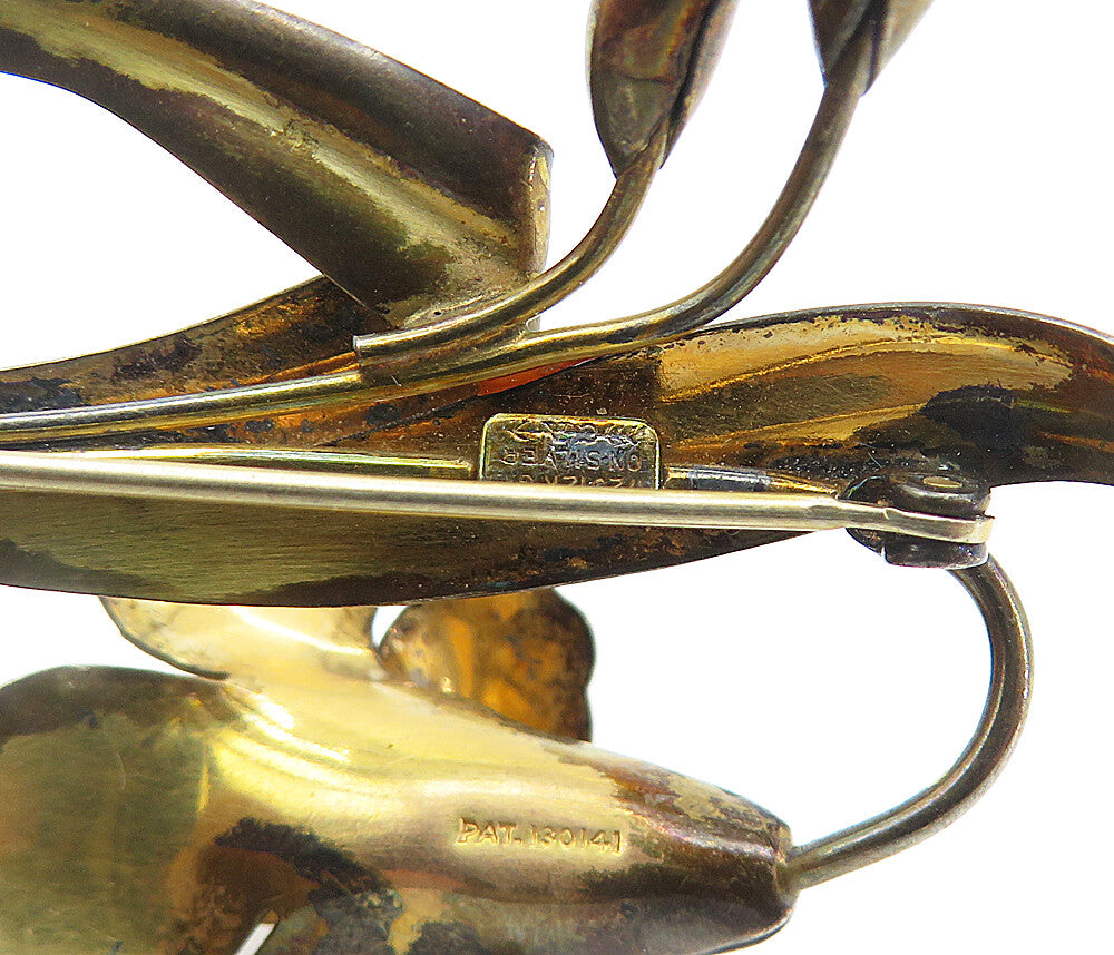 CARLART 925 Sterling Silver  Vintage Sculpted Flower Motif Brooch Pin  BP2844
