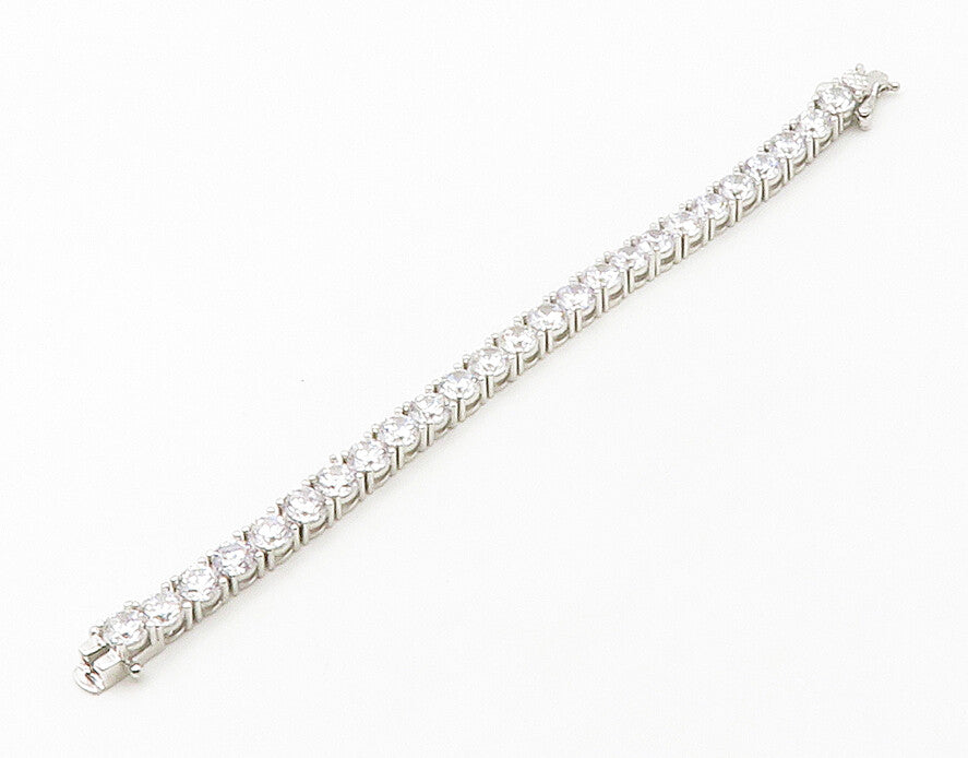 925 Sterling Silver  Shiny Round Cut Cubic Zirconia Tennis Bracelet  BT6523