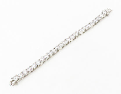 925 Sterling Silver  Shiny Round Cut Cubic Zirconia Tennis Bracelet  BT6523