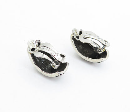 925 Sterling Silver  Vintage Oxidized Swirl Design Non Pierce Earrings  EG2841