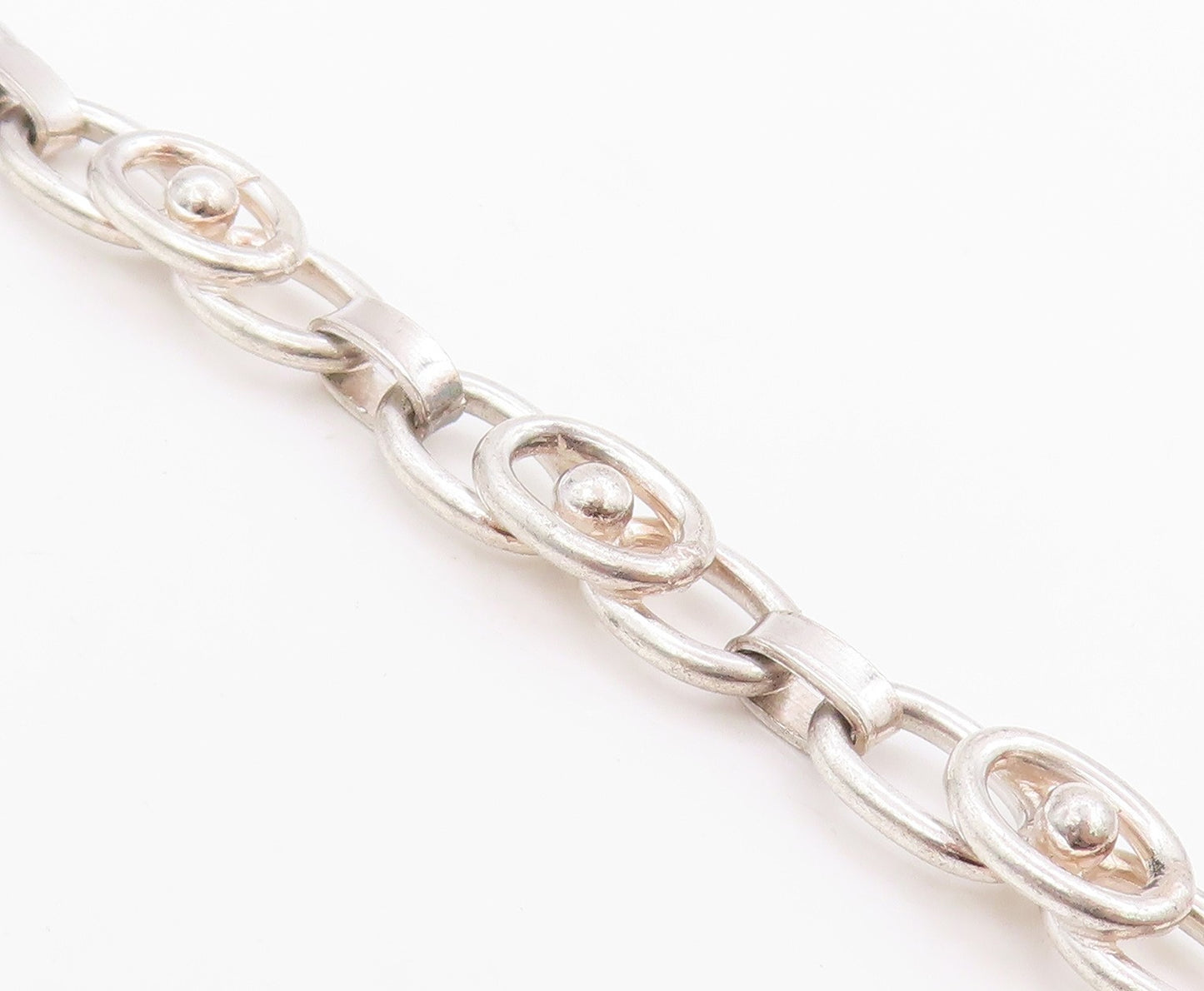 925 Sterling Silver Vintage Necklace Modernist Coffee Bean Link Chain  NE4674
