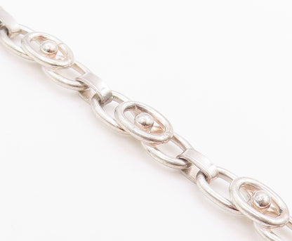 925 Sterling Silver Vintage Necklace Modernist Coffee Bean Link Chain  NE4674
