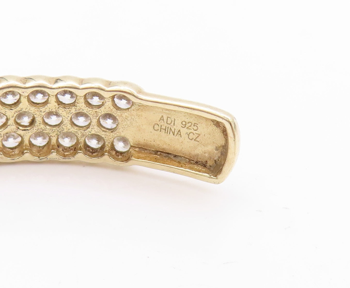 925 Sterling Silver Vintage Bracelet Gold Plated CZ Inlay Cuff  BT11218