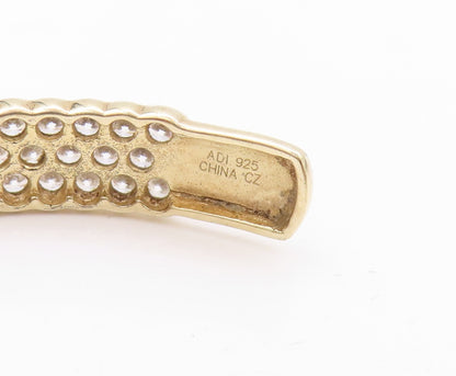 925 Sterling Silver Vintage Bracelet Gold Plated CZ Inlay Cuff  BT11218