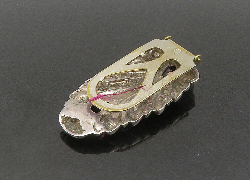 925 Sterling Silver  Vintage Shiny Floral Leaf Design Tie Clip  TR2942