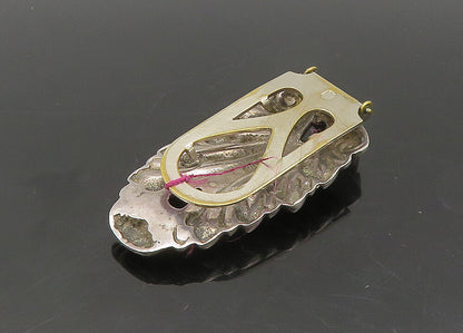 925 Sterling Silver  Vintage Shiny Floral Leaf Design Tie Clip  TR2942