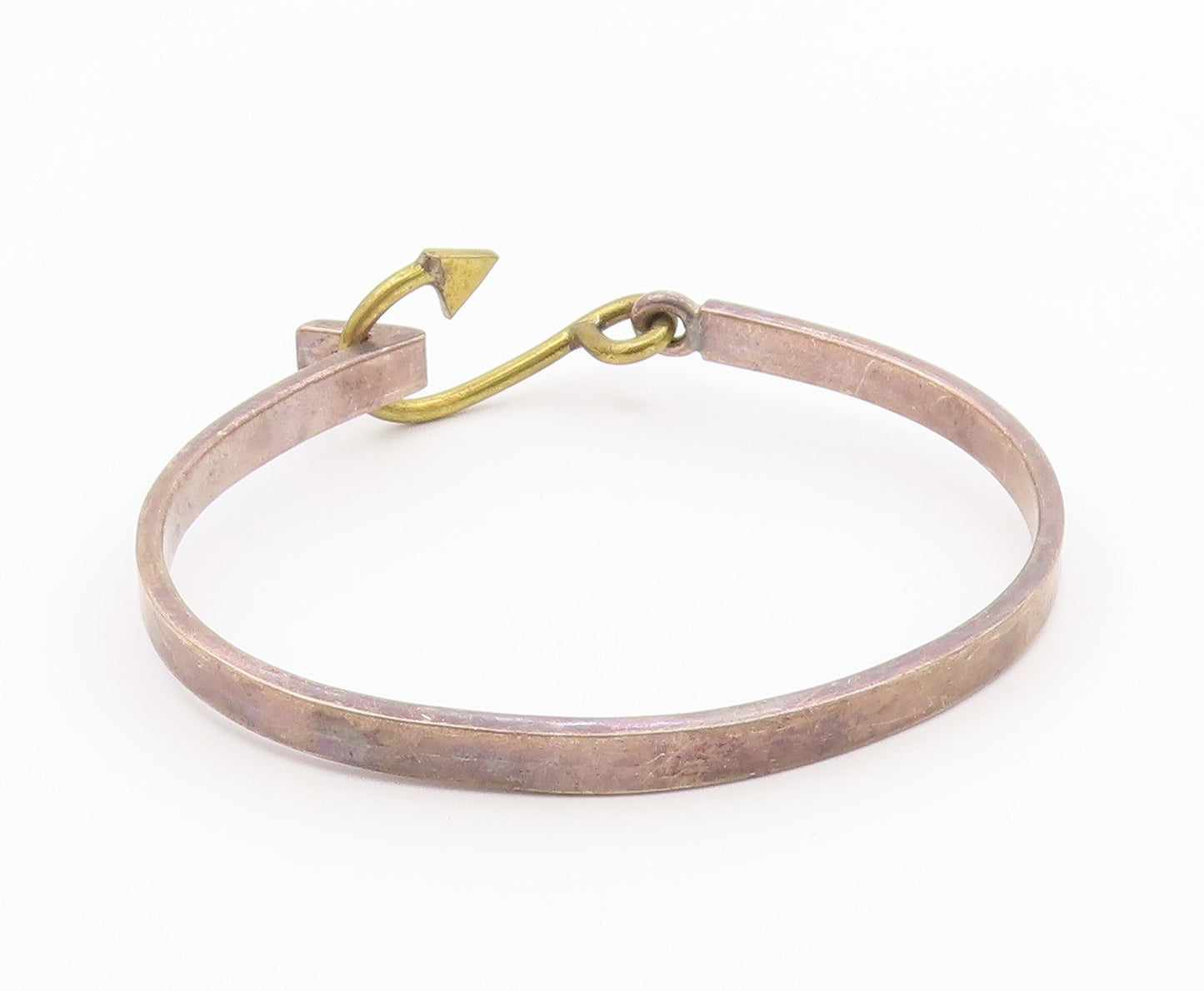 925 Sterling Silver  Vintage The River 2 Tone Arrow Bangle Bracelet  BT8925
