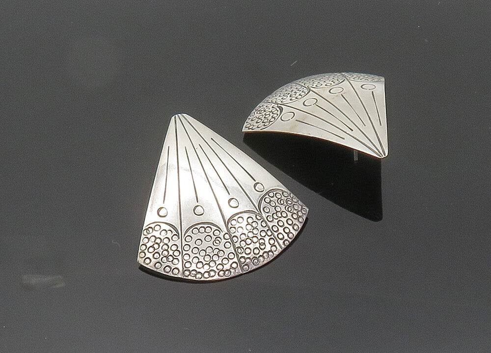 BENSON SAM ZUNI 925 Silver  Vintage Etched Detail Fan Drop Earrings  EG10028