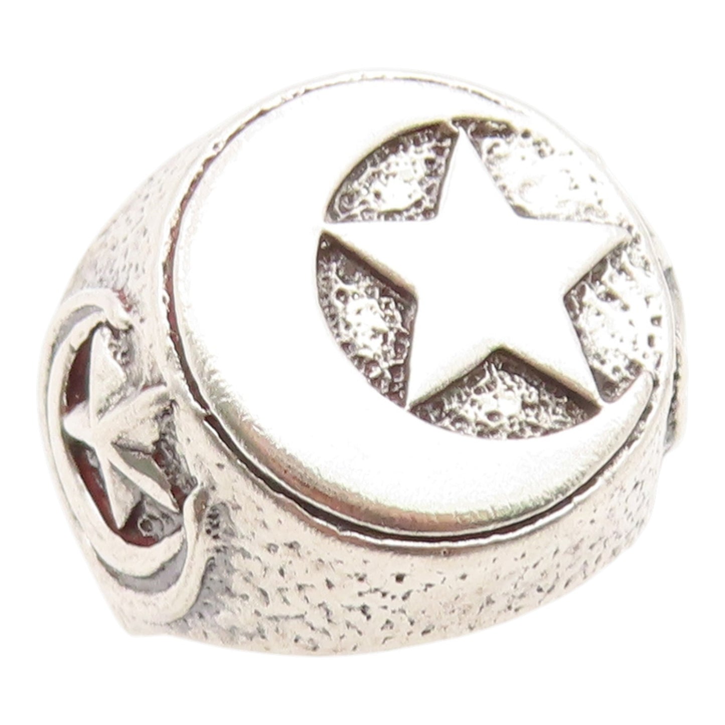 925 Sterling Silver Vintage Ring Solid Celestial Star & Moon Band  Sz 8  RG36095