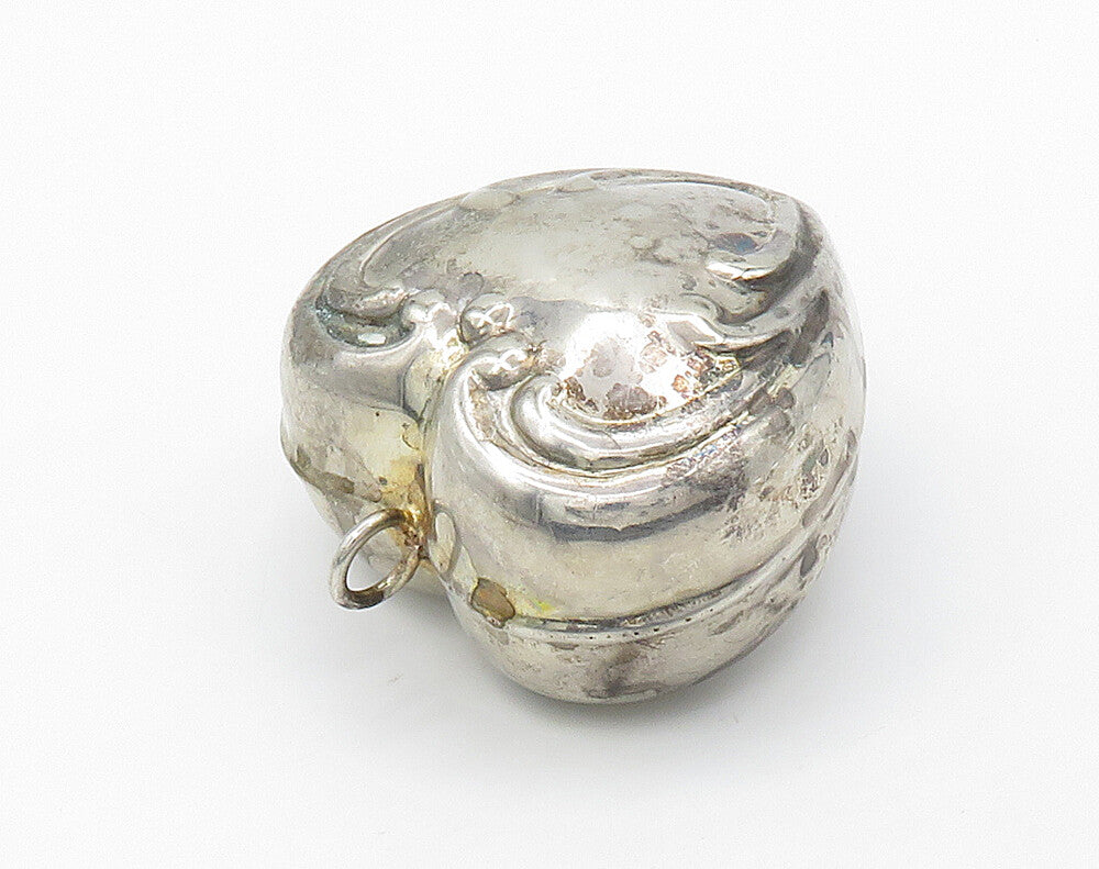 925 Sterling Silver  Vintage Hollow Love Heart Pendant (CHIMES)  PT12598