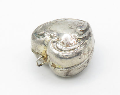 925 Sterling Silver  Vintage Hollow Love Heart Pendant (CHIMES)  PT12598