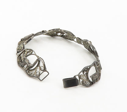 925 Sterling Silver  Vintage Antique Alpaca Filigree Chain Bracelet  BT6553