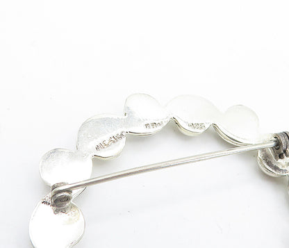 MEXICO 925 Sterling Silver  Vintage Swirl Dome Pattern Round Brooch Pin BP2728