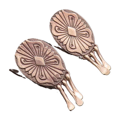 925 Silver  Vintage Artisan Central Flower Engraved & Drops Earrings  EG12409