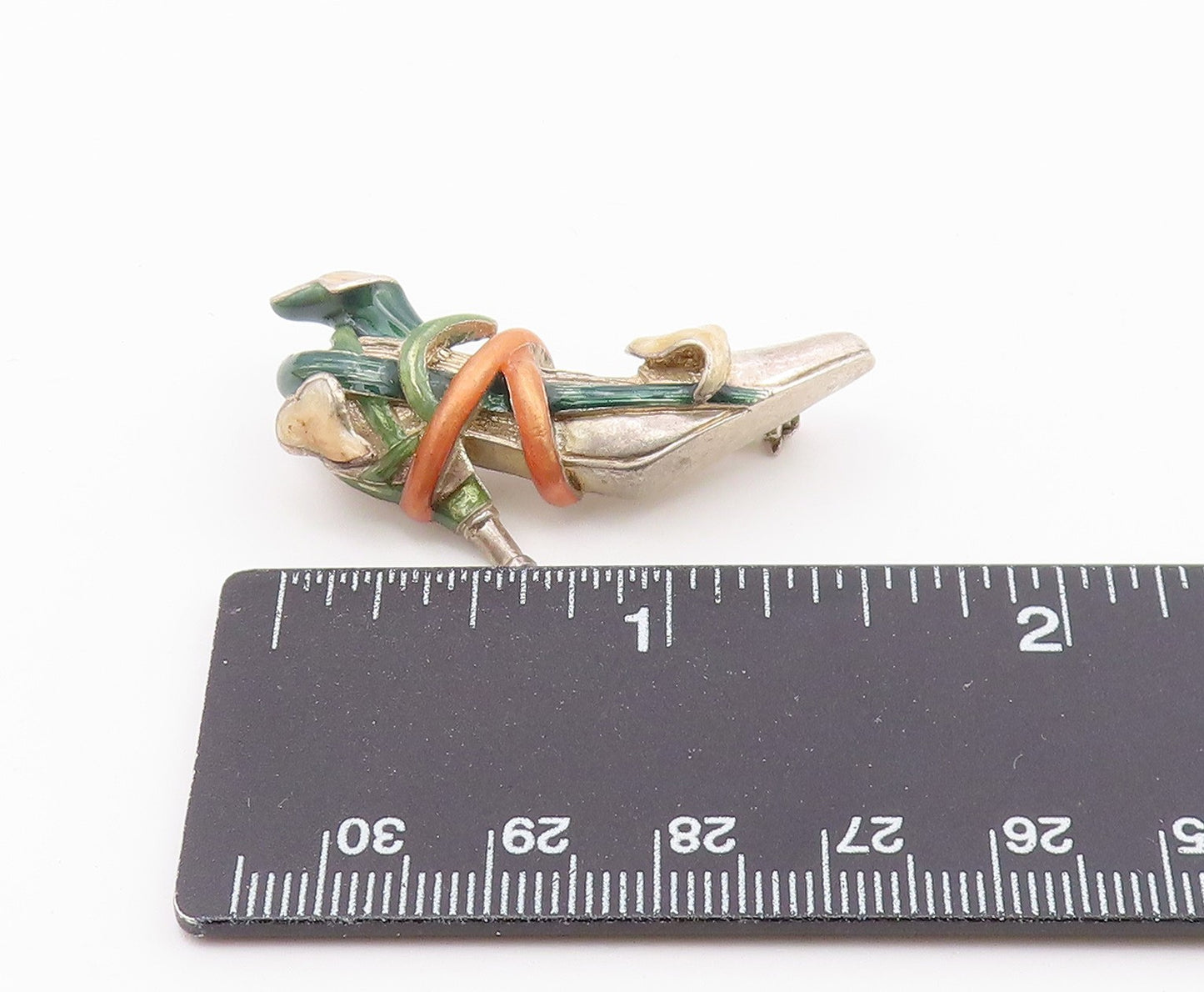 KENNETH JAY LANE 925 Silver  Vintage Enamel Floral Shoe Brooch Pin  BP8998