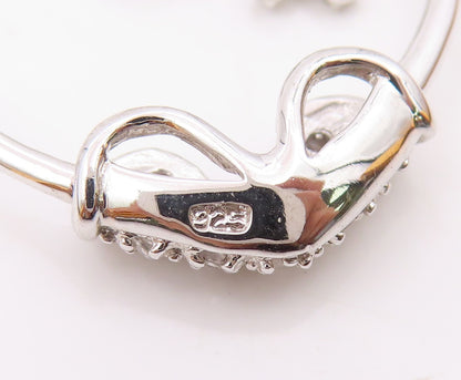 925 Silver  Vintage Twisted Love Heart With Flower Charm Topaz Pendant PT20386