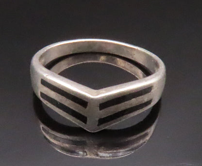 925 Sterling Silver  Vintage Enamel Stripes Curved Band Ring Sz 7  RG25046