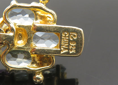 925 Sterling Silver Vintage Amethyst Citrine & Multi Stone Chain Bracelet BT8734