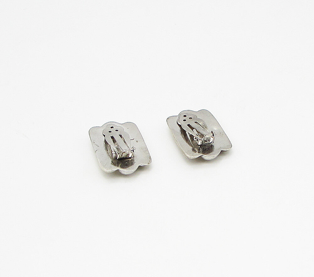 925 Sterling Silver Vintage 2 Tone Wavy Clip On Earrings EG1912