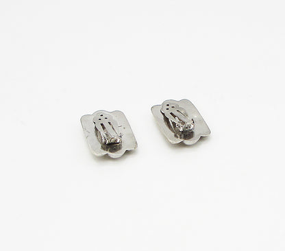 925 Sterling Silver Vintage 2 Tone Wavy Clip On Earrings EG1912