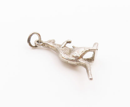 925 Sterling Silver Vintage Kangaroo With Baby In Pouch Charm Pendant PT21734