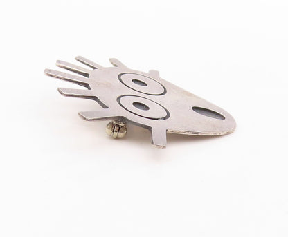 925 Sterling Silver Vintage Brooch Pin Boy In Surprise Carved Face  BP11294