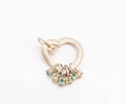 925 Sterling Silver Vintage Pendant LENOX Designer CZ & Gemstone Heart  PT23200
