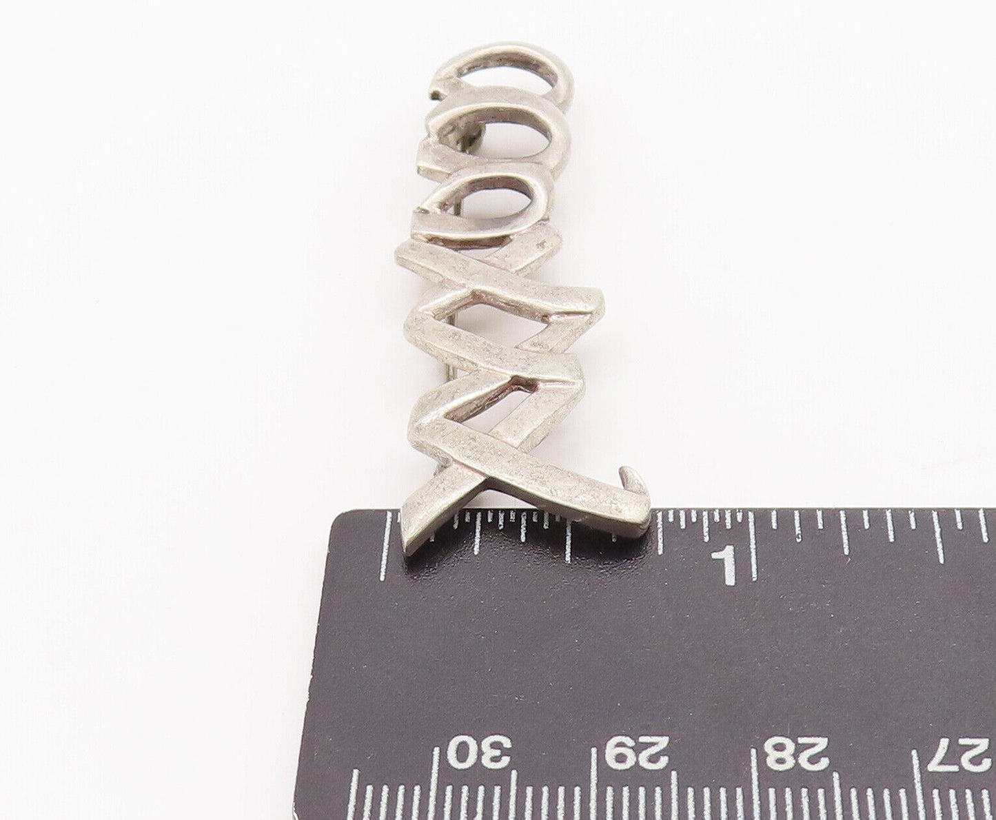 925 Sterling Silver Vintage Brooch Pin Solid Cutout 'X' & 'O' Row  BP10874