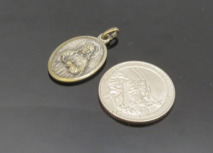 925 Sterling Silver  Vintage Medal Of Our Lady Virgo Carmeli Pendant  PT16713