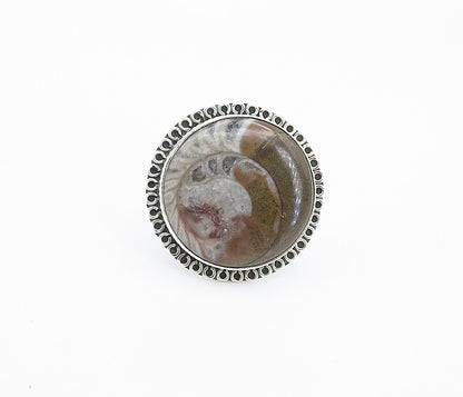 925 Sterling Silver  Cabochon Cut Brown Jasper Cocktail Ring Sz 8  RG8447