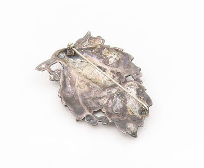 925 Sterling Silver Vintage Brooch DANECRAFT Etched Grape Leaves Pin  BP12126