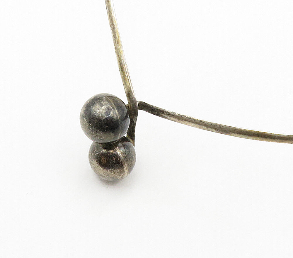 925 Sterling Silver  Vintage Dark Tone Sphere Ends Collar Necklace  NE2480