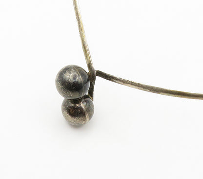 925 Sterling Silver  Vintage Dark Tone Sphere Ends Collar Necklace  NE2480
