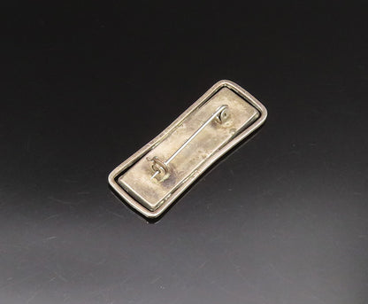 ISRAEL 925 Silver  Vintage Multi Mother Of Pearl & Onyx Brooch Pin  BP9808