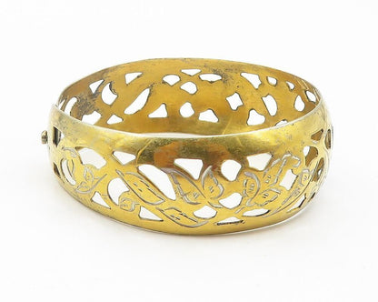 925 Sterling Silver Vintage Bracelet EAST EUROPE Floral Openwork Cuff  BT12090
