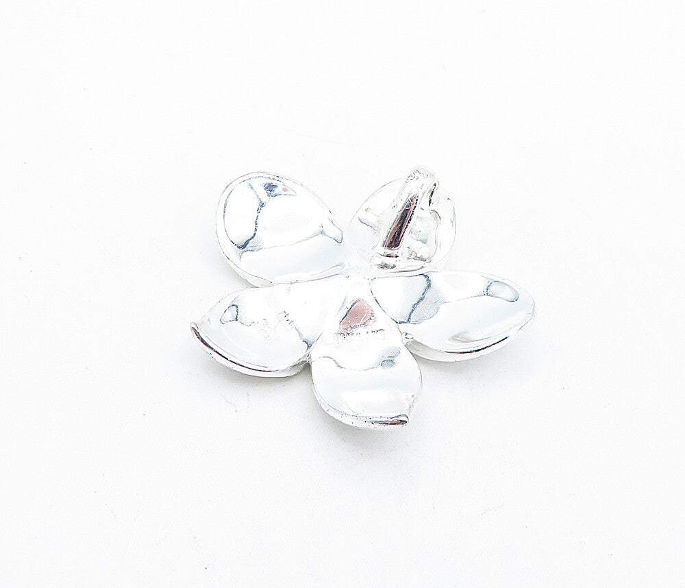 925 Sterling Silver  Shiny Polished Single Flower Motif Pendant  PT4649