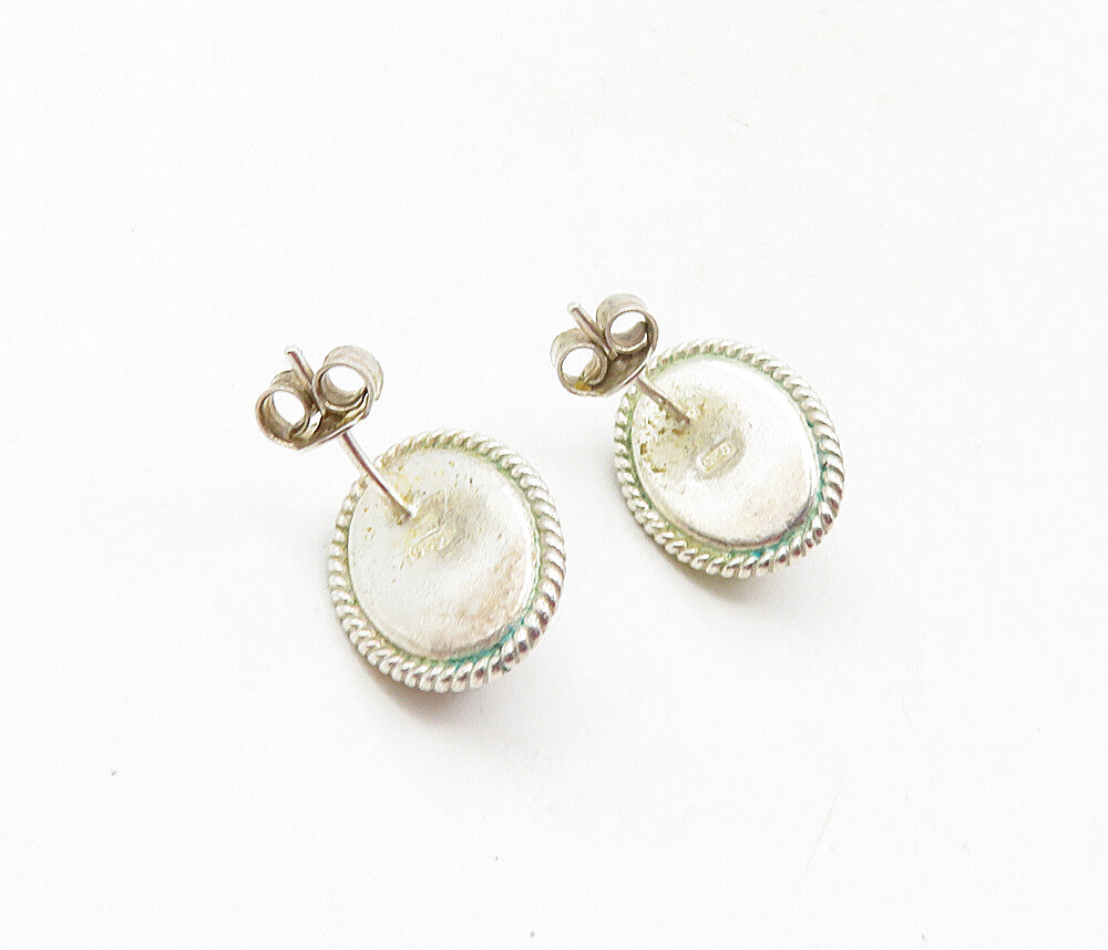 925 Sterling Silver  Vintage Cabochon Cut Amber Twist Drop Earrings  EG4660